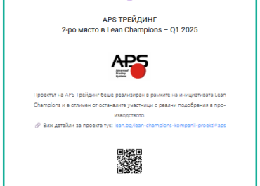 Lean Champions – Сертификат за АПС Трейдинг - ООД
